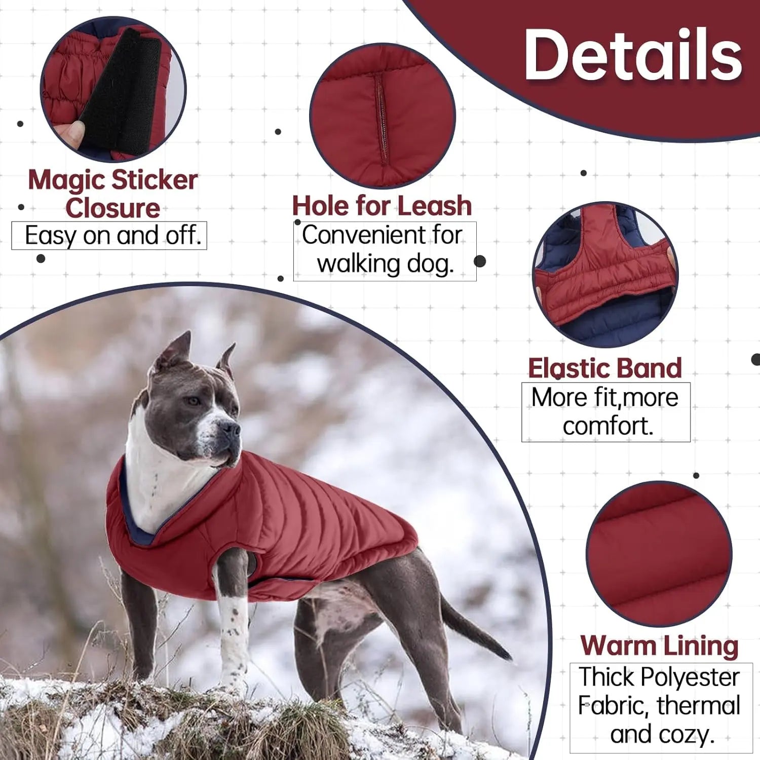 Lelepet Waterproof Reversible Dog Coat – Winter Puffer Vest, 2-in-1, XS-3X