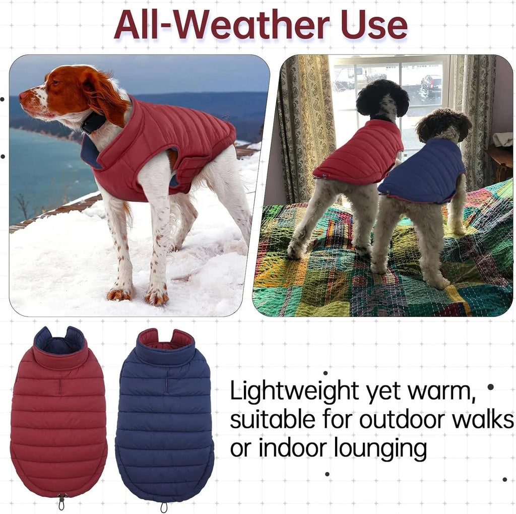 Lelepet Waterproof Reversible Dog Coat – Winter Puffer Vest, 2-in-1, XS-3X