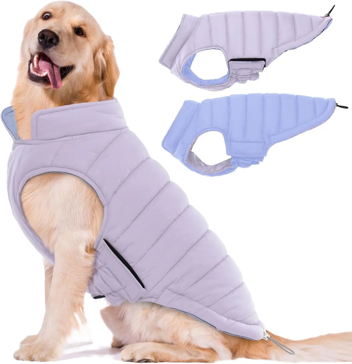 Lelepet Waterproof Reversible Dog Coat – Winter Puffer Vest, 2-in-1, XS-3X