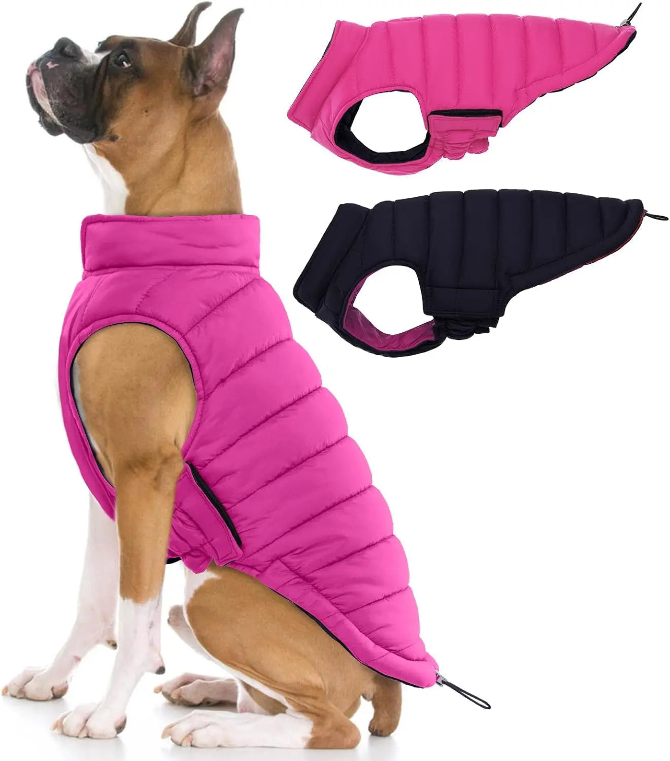 Lelepet Waterproof Reversible Dog Coat – Winter Puffer Vest, 2-in-1, XS-3X