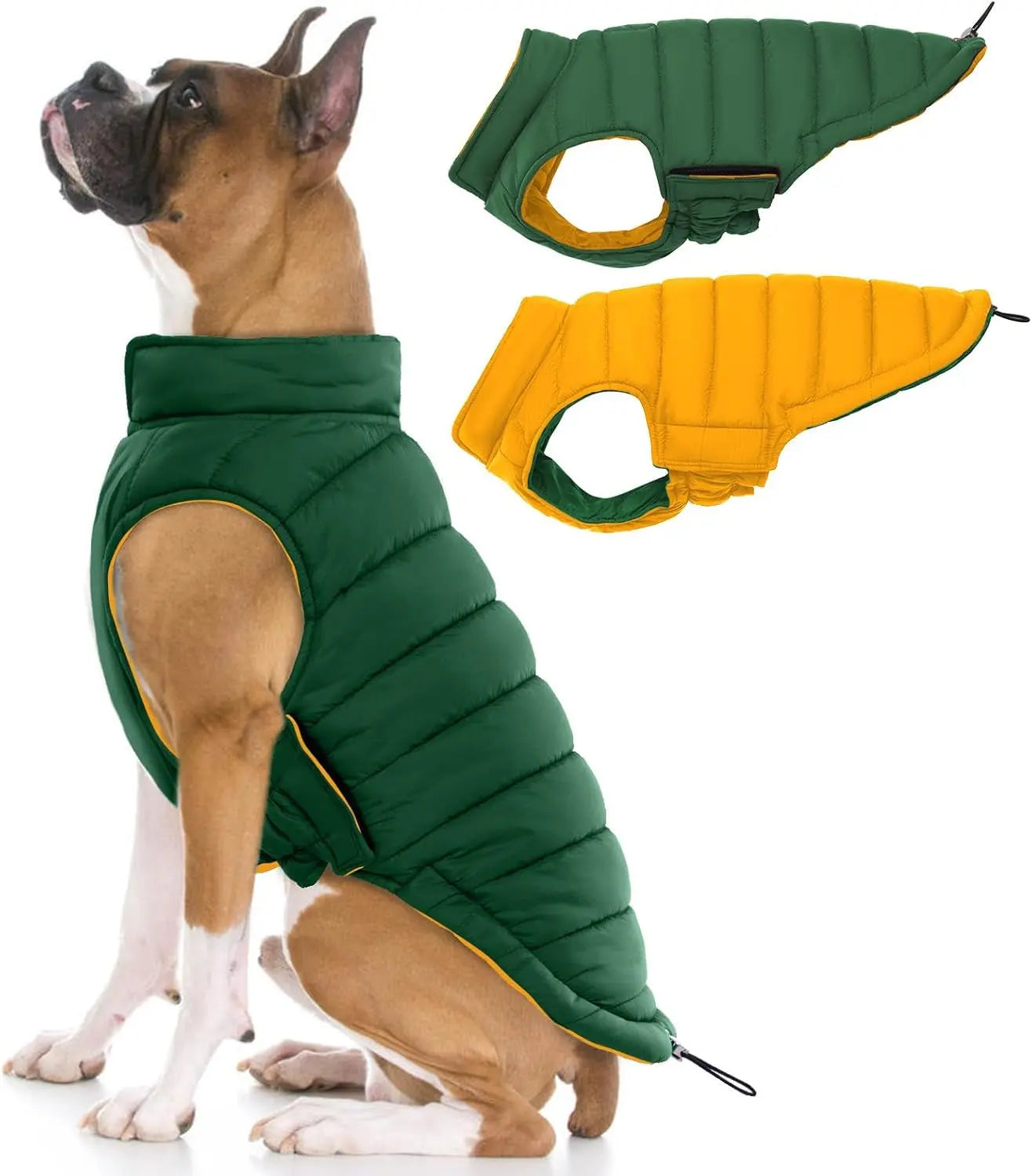 Lelepet Waterproof Reversible Dog Coat – Winter Puffer Vest, 2-in-1, XS-3X