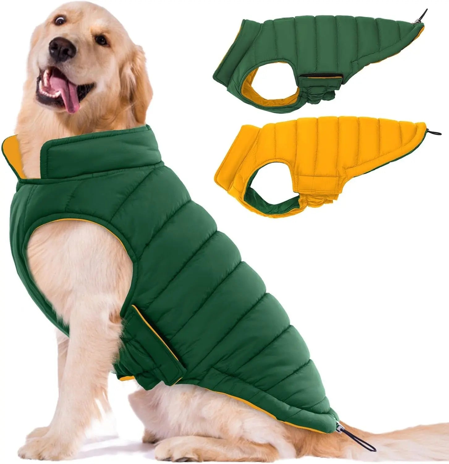 Lelepet Waterproof Reversible Dog Coat – Winter Puffer Vest, 2-in-1, XS-3X
