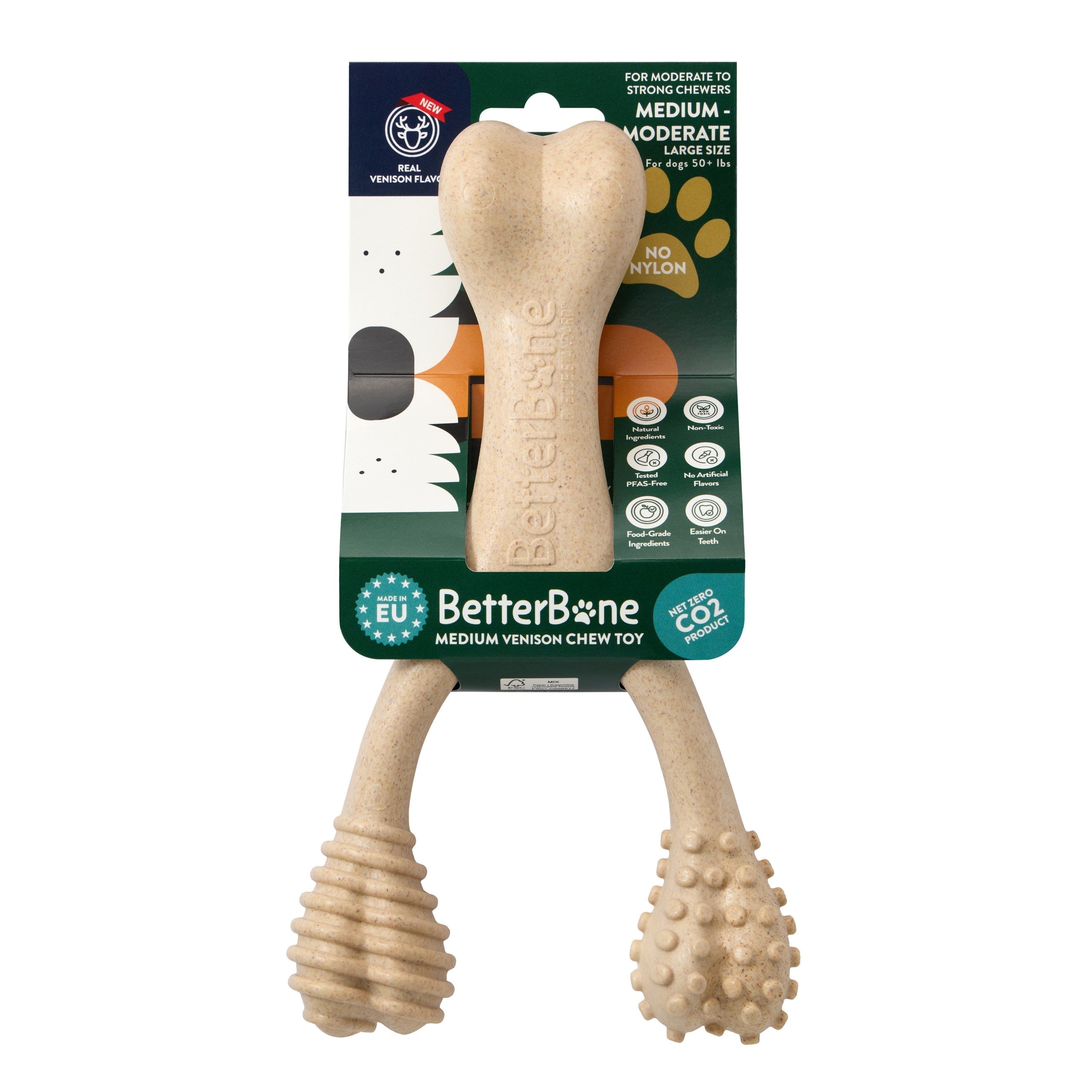 BetterBone MEDIUM Durability CHEW TOY: Perfect Chew for Everyday Chewers | Natural Ingredients, Eco-Friendly, Non-Toxic